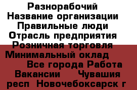 Разнорабочий › Название организации ­ Правильные люди › Отрасль предприятия ­ Розничная торговля › Минимальный оклад ­ 30 000 - Все города Работа » Вакансии   . Чувашия респ.,Новочебоксарск г.